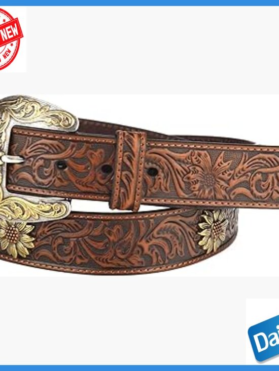Genuine Leather Western Belt with Sunflower Conchos, Size X-Large main image 6